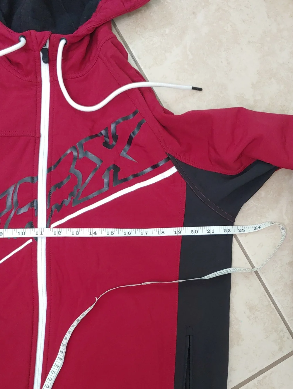 Fox Tech Bionic Jacket 2000mm Men's Red And Black Hooded Moto Full Zip Size L